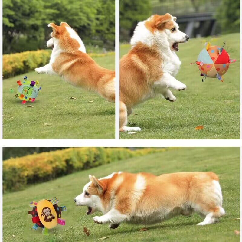HKM-724755 Pet Dog Vocal Plush Toy Ringing Bell Ball