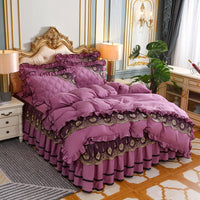 HKM-725139 European Style Quilted Bedspread Set with Bed Skirt - Various Colors Available