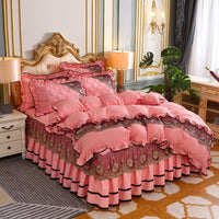 HKM-725139 European Style Quilted Bedspread Set with Bed Skirt - Various Colors Available