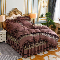 HKM-725139 European Style Quilted Bedspread Set with Bed Skirt - Various Colors Available