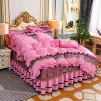 HKM-725139 European Style Quilted Bedspread Set with Bed Skirt - Various Colors Available