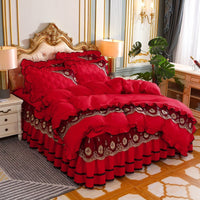 HKM-725139 European Style Quilted Bedspread Set with Bed Skirt - Various Colors Available