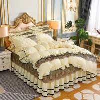 HKM-725139 European Style Quilted Bedspread Set with Bed Skirt - Various Colors Available