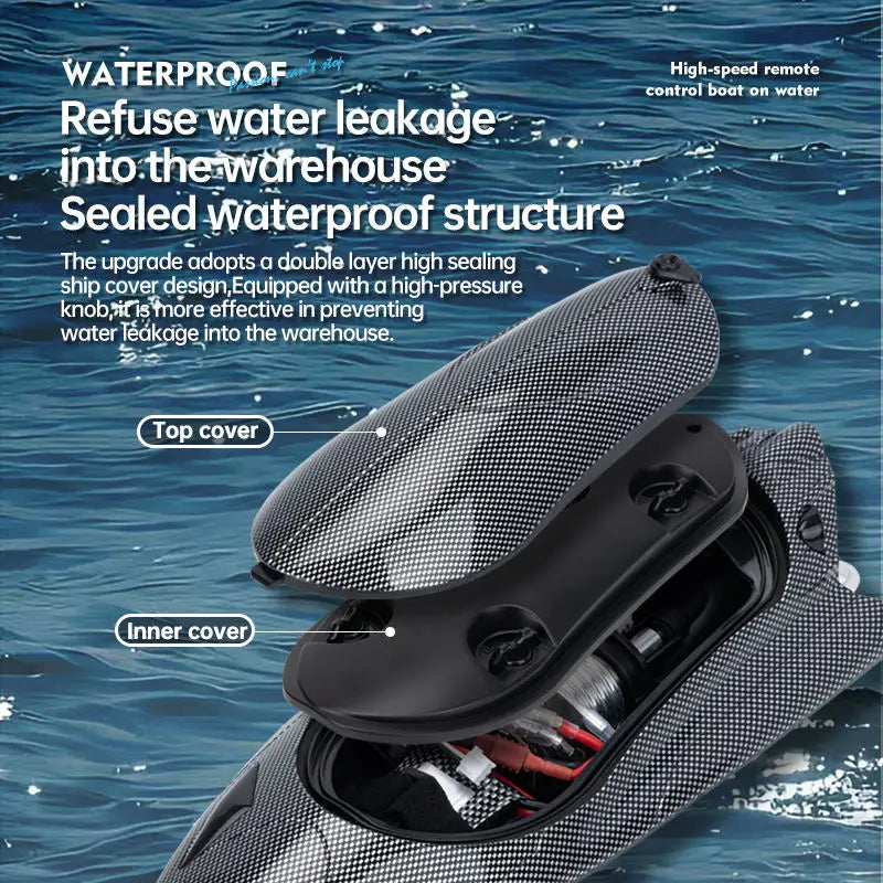 HKM-725139 High-Speed 2.4GHz Electric RC Racing Boat - Vortex Turbine Jet, 25km/h Speed, 4-Channel Remote Control