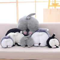 HKM-725267 Funny Cat Butt Pillow and Hand Warmer, Gray and Gray-White Color Options, Soft PP Cotton Filling, 50x40cm Size
