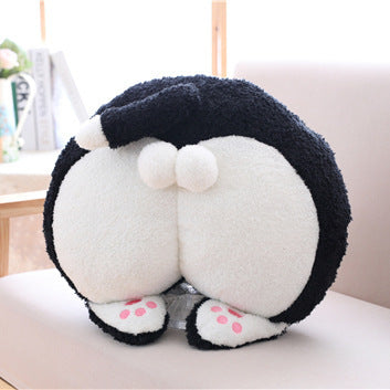 HKM-725267 Funny Cat Butt Pillow and Hand Warmer, Gray and Gray-White Color Options, Soft PP Cotton Filling, 50x40cm Size