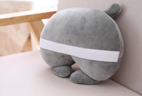 HKM-725267 Funny Cat Butt Pillow and Hand Warmer, Gray and Gray-White Color Options, Soft PP Cotton Filling, 50x40cm Size