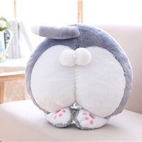 HKM-725267 Funny Cat Butt Pillow and Hand Warmer, Gray and Gray-White Color Options, Soft PP Cotton Filling, 50x40cm Size