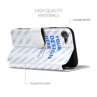 HKM-725395 Flip Top Soft Leather Phone Case for iPhone Models with Card Slots and Viewing Stand