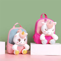 HKM-725395 Rainbow Horse Plush Backpack for Kids - 22x10x26CM, Animal Design, Perfect for School and Home Decoration