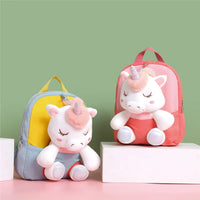 HKM-725395 Rainbow Horse Plush Backpack for Kids - 22x10x26CM, Animal Design, Perfect for School and Home Decoration
