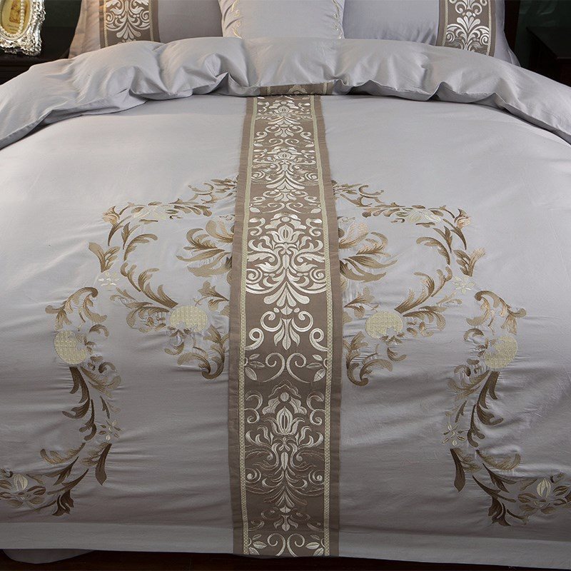 HKM-725459 Elegant European-Style Multi-Piece Cotton Satin Bedding Set - Four-Piece and Seven-Piece Options Available, Perfect for 1.5-2.0m Beds