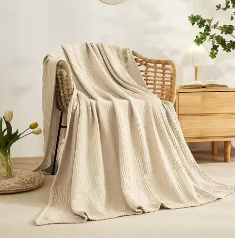 HKM-725459 Soft Cotton Muslin Thermal Blanket for Newborns - Portable Wearable Baby Quilt and Bed Cover