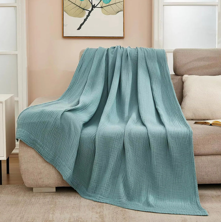 HKM-725459 Soft Cotton Muslin Thermal Blanket for Newborns - Portable Wearable Baby Quilt and Bed Cover