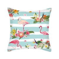 HKM-725843 Flamingo Pattern Linen Pillowcase - 45x45cm Universal Cushion Cover