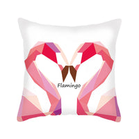 HKM-725843 Flamingo Pattern Linen Pillowcase - 45x45cm Universal Cushion Cover