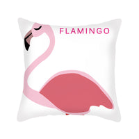 HKM-725843 Flamingo Pattern Linen Pillowcase - 45x45cm Universal Cushion Cover