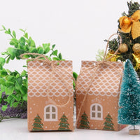 HKM-725907 House Shape Christmas Tree Cookie Bags - 5 Pack, Paper Gift Supplies, 7x5x10.5cm