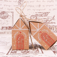 HKM-725907 House Shape Christmas Tree Cookie Bags - 5 Pack, Paper Gift Supplies, 7x5x10.5cm