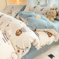HKM-726099 Jacquard Yarn Cotton Mattress Cover Set with Cartoon and Floral Pattern, Available in Multiple Sizes