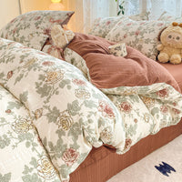 HKM-726099 Jacquard Yarn Cotton Mattress Cover Set with Cartoon and Floral Pattern, Available in Multiple Sizes