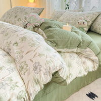 HKM-726099 Jacquard Yarn Cotton Mattress Cover Set with Cartoon and Floral Pattern, Available in Multiple Sizes