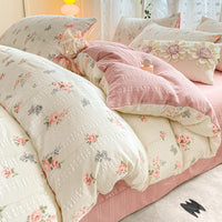 HKM-726099 Jacquard Yarn Cotton Mattress Cover Set with Cartoon and Floral Pattern, Available in Multiple Sizes