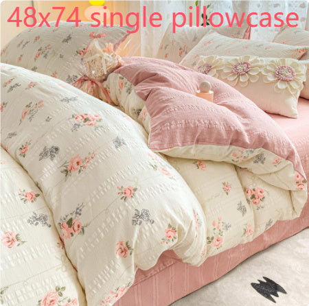 KTX-726099 Jacquard Yarn Cotton Mattress Cover Set with Cartoon and Floral Pattern, Available in Multiple Sizes