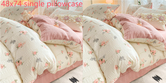 KTX-726099 Jacquard Yarn Cotton Mattress Cover Set with Cartoon and Floral Pattern, Available in Multiple Sizes