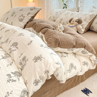HKM-726099 Jacquard Yarn Cotton Mattress Cover Set with Cartoon and Floral Pattern, Available in Multiple Sizes