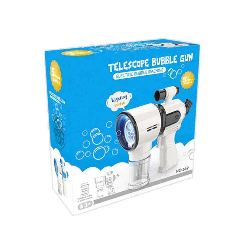 HKM-726099 Outdoor Bubble Gun with Light - Fun for Ages 2 to 7, Made of Durable ABS Plastic