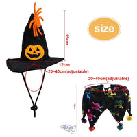 HKM-726163 Halloween Cat & Dog Costume Set with Collar and Witch Hat for Parties and Play Dates