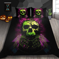 HKM-726291 Skull Series 4-Piece Bedding Set in Various Sizes - Polyester Fiber Quilt and Pillow Covers