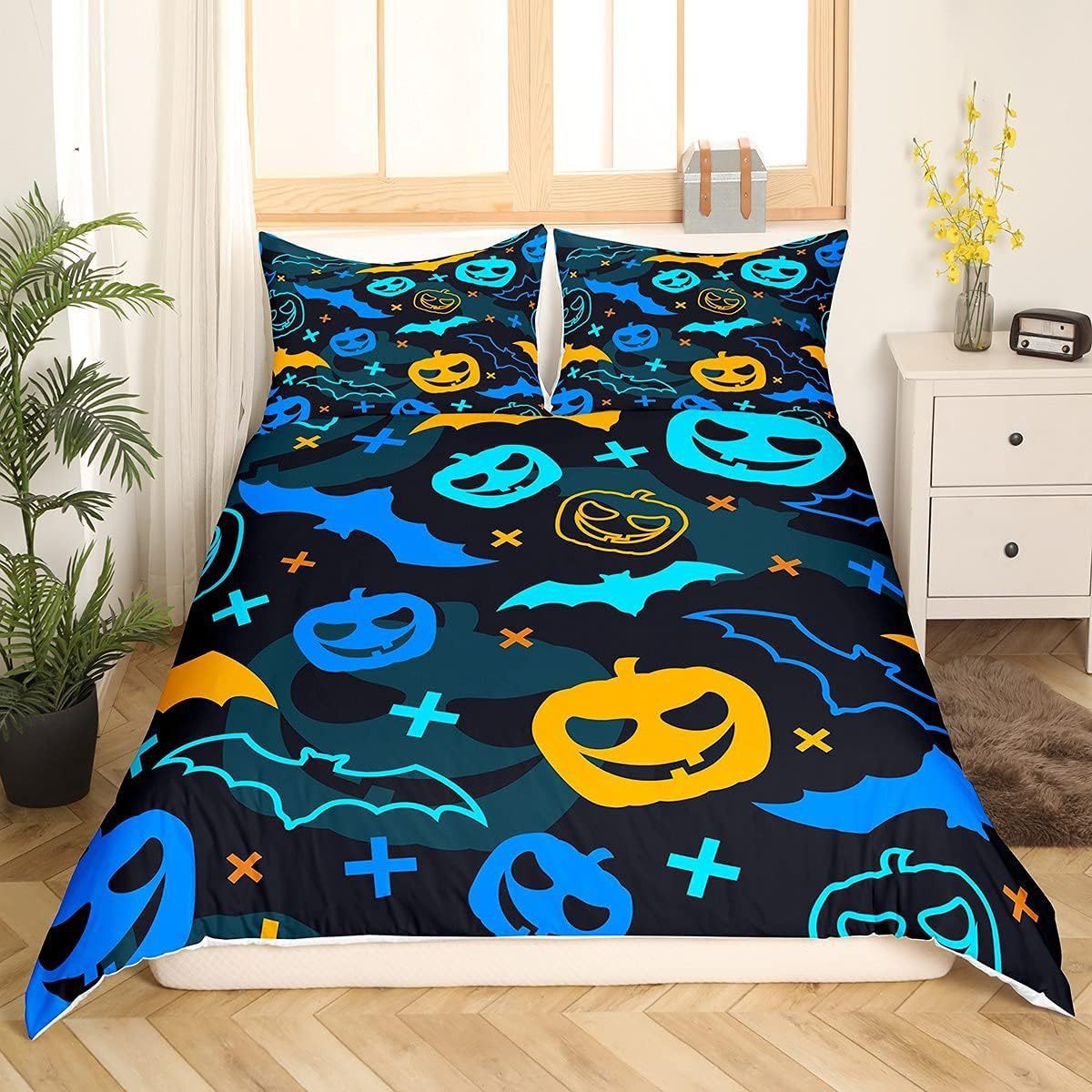 HKM-726291 Southeast Asian Style Cartoon Anime Three-Piece Quilt Cover Set with Bed Sheet and Pillowcase in Polyester Cotton