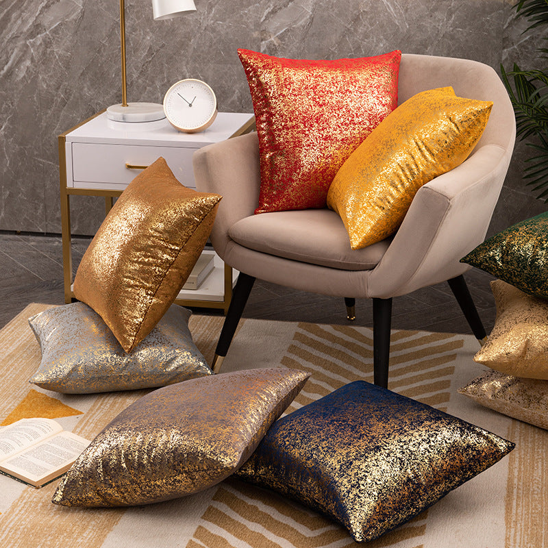 HKM-726419 Rich Velvet Snowflake Pillowcase with Gold Stamping - Multiple Colors Available - 45x45cm