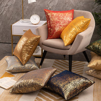 HKM-726419 Rich Velvet Snowflake Pillowcase with Gold Stamping - Multiple Colors Available - 45x45cm
