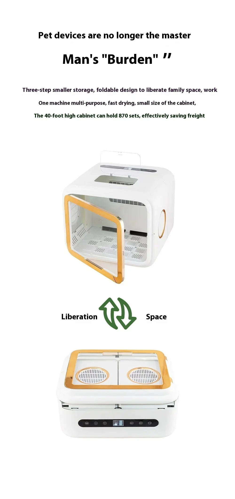 KTX-726547 Eco-Friendly Foldable Electric Pet Grooming Dryer Box for Dogs and Cats - 68L Capacity