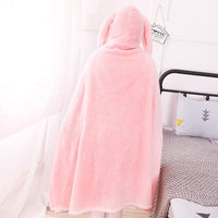 HKM-726611 Cartoon Coral Fleece Shawl Cape Blanket in Mint Green and Light Pink