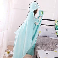 HKM-726611 Cartoon Coral Fleece Shawl Cape Blanket in Mint Green and Light Pink