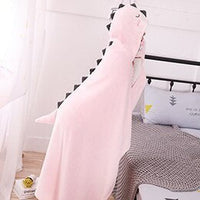 HKM-726611 Cartoon Coral Fleece Shawl Cape Blanket in Mint Green and Light Pink