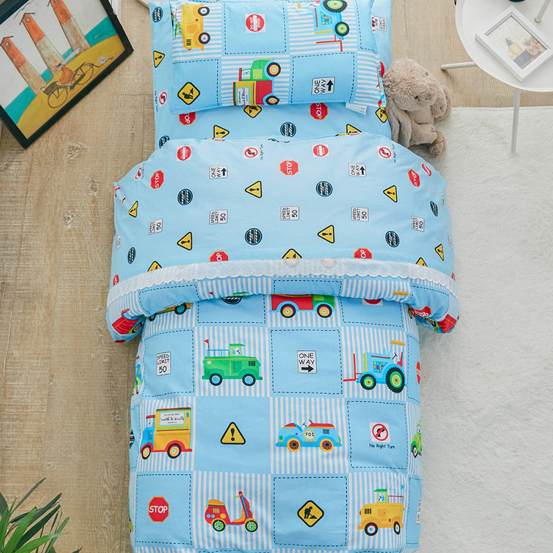 HKM-726611 Children's Cartoon Cotton Three-Piece Quilt Set for Kindergarten and Crib Use