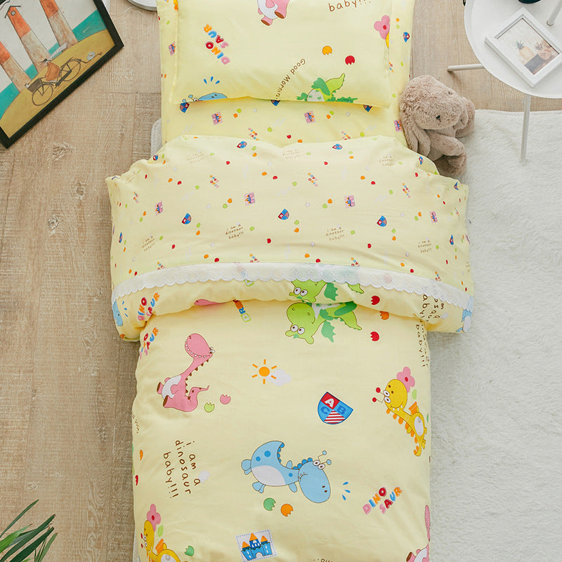 HKM-726611 Children's Cartoon Cotton Three-Piece Quilt Set for Kindergarten and Crib Use
