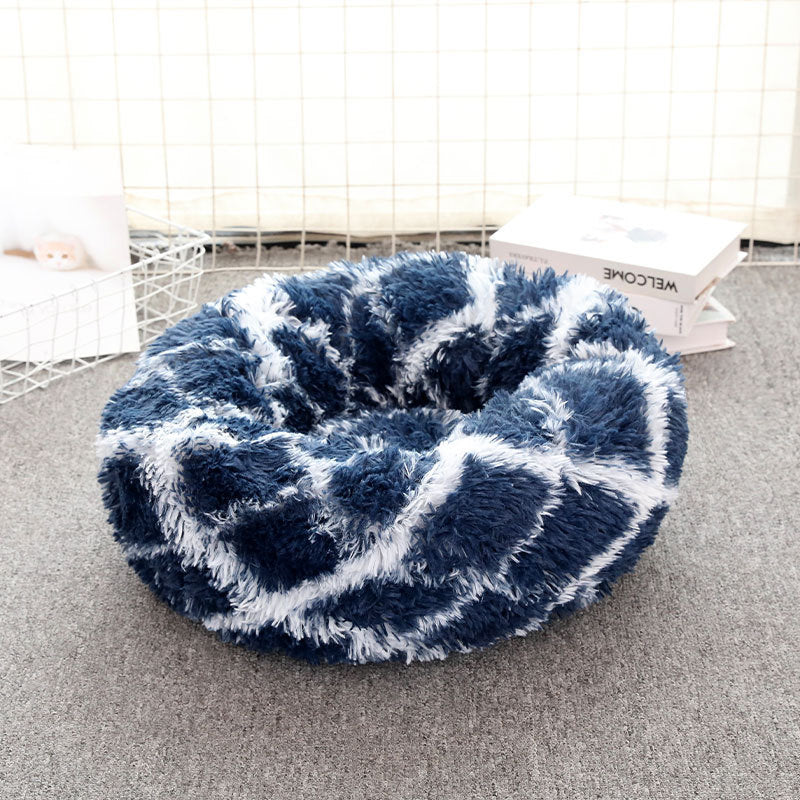 HKM-726803 Cozy Round Plush Pet Bed for Cats and Dogs in Various Colors and Sizes