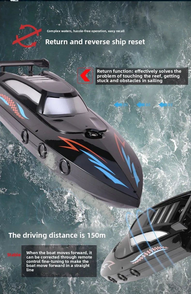 HKM-726867 High-Speed RC Boat with 180° Flip Function – 2.4G Single-Propeller Remote-Controlled Outdoor Toy for Ages 5+