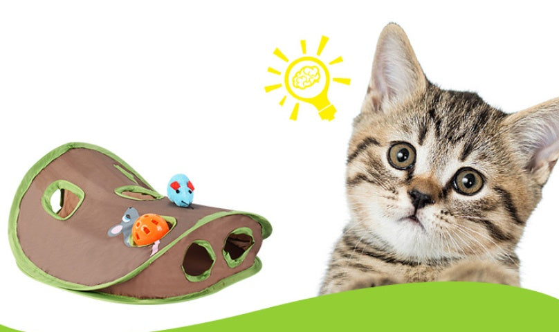 HKM-727059 Cat Toy With A Bell To Catch The Ball Puzzle And Playable Nine-hole Mouse Hole