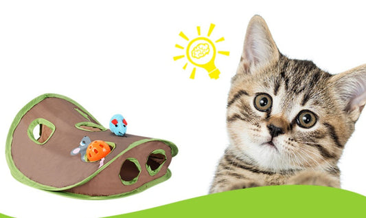 HKM-727059 Cat Toy With A Bell To Catch The Ball Puzzle And Playable Nine-hole Mouse Hole