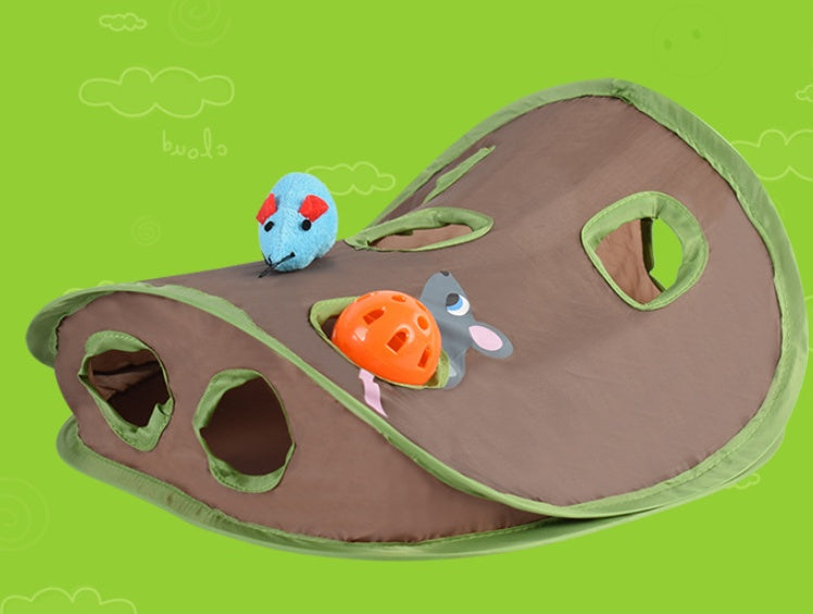HKM-727059 Cat Toy With A Bell To Catch The Ball Puzzle And Playable Nine-hole Mouse Hole