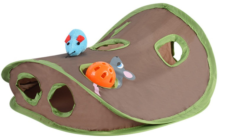 HKM-727059 Cat Toy With A Bell To Catch The Ball Puzzle And Playable Nine-hole Mouse Hole