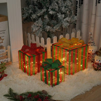 HKM-727059 Remote Control Christmas Gift Box Light Set – Three-Piece Decorative Holiday Lights
