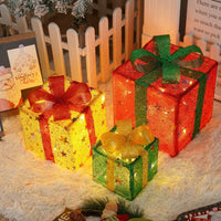 HKM-727059 Remote Control Christmas Gift Box Light Set – Three-Piece Decorative Holiday Lights